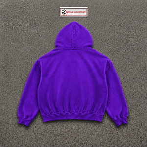 Sudadera con Capucha Morada Extra Grande para Hombre, Ropa Casual de Otoño con Bolsillo y Logotipo Estampado, Estilo Urbano, Unisex, Corte Holgado, Algodón Premium - Product Image 6