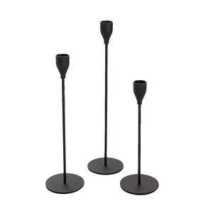 Modern Slender Black Candlestick Stand Set For Dining <b>Table</b> Decor Contemporary <b>Tall</b> <b>Thin</b> Iron Taper Candle Holder - Product Image 2