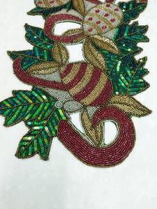 Handmade Embroidered Fabric <b>Table</b> <b>Runner</b> Customized <b>Green</b> Leaf Design Luxury Eco-Friendly Durable Lightweight 5mm Thickness Mat - Product Image 4