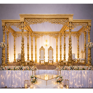 Mandap carré doré pour mariage sud-indien, Grand Mandap de mariage Tamil, Manavarai Kalyana Mandapam, Mandap de mariage Tamilien, New York - Product Image 1