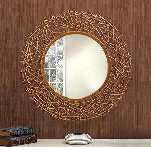 Round Metal Wall <b>Mirror</b> with Bohemian Wire Frame Design Handmade Decorative Circular Framed Edge for Living Room Bedroom - Product Image 4