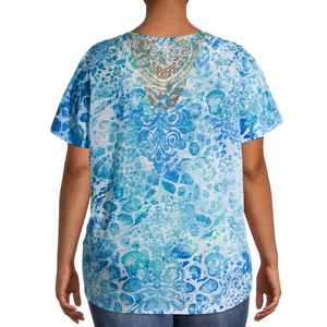 ดีไซน์ล่าสุด สินค้ามาใหม่ เสื้อยืดลำลองฤดูหนาวสำหรับผู้หญิง ผ้าแคนวาสพิมพ์ลายแบบซับลิเมชั่น แห้งเร็ว แขนสั้น คอกลม สีพื้น คุณภาพสูง - Product Image 2