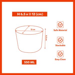 Conteneur alimentaire en plastique de 550 ml, boîte rectangulaire transparente en vrac, réutilisable pour la préparation des repas, bac de rangement pour cantine, cuisine familiale - Product Image 4
