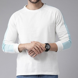 Custom Color Block Raglan <b>Sleeve</b> <b>Long</b> <b>Sleeve</b> <b>T</b>-<b>Shirt</b> Men <b>White</b> Mint Casual Top OEM Wholesale BD - Product Image 1