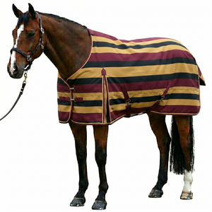 Couverture de protection pour chevaux de qualité supérieure, imperméable, couverture intégrale pour utilisation sur le terrain, fabriquée en polyester 600D, coupe-vent, résistante aux déchirures - Product Image 1