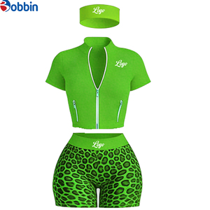 Top Trending Hot Selling Summer Clothes Women Custom Streetwear <b>Workout</b> Sets Zip up Short Sleeve <b>Jacket</b> and Shorts 3 Pcs Set - Product Image 2