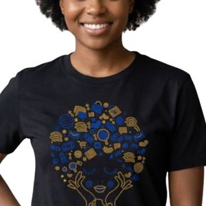 T-shirt graphique afro pour femme, manches courtes, col rond, streetwear décontracté, tee-shirt imprimé personnalisé en coton, vêtement tendance - Product Image 2