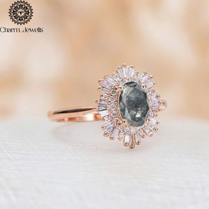 Anillo de Compromiso Charm_Jewells para Mujer, Chapado en Oro Rosa sobre Plata, con Moissanita, Corte Cojín, Engaste de Flor, Estilo Clásico, Certificado IGI - Product Image 2