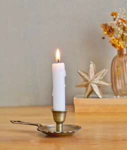 Handmade <b>Brass</b> Taper Candle Holder Antique Gold Chamberstick Vintage <b>Brass</b> <b>Candlestick</b> Stand Rustic Handheld Candle Holder - Product Image 6