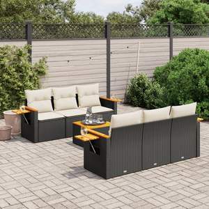 Conjunto de Sofá Plegable Grande para Jardín en Ratán Sintético Negro, Muebles Elegantes para Exteriores - Product Image 1