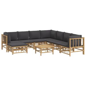 Grande Set Lounge da Giardino Modulare in Bambù Grigio Scuro - Product Image 3