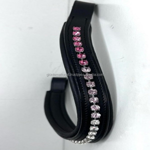 Banda de cejas de caballo de cuero extra cómoda acolchada suave con forma de onda profunda personalizada con diamantes de imitación de cristales multicolores de diseñador - Product Image 1