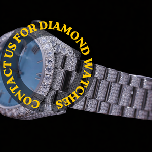 Reloj Clásico Hip Hop de Diseño Personalizado con Esfera Azul Cielo Redonda de Diamantes Moissanite Totalmente Cubiertos de Piedras, Características Únicas y Movimiento de Cuarzo de Lujo - Product Image 4