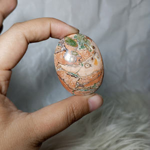 Wholesale Natural <b>Pink</b> Picasso Jasper Palm Stone Gemstones High Quality Handicrafts Crystal for <b>Healing</b> Polished 45x35x15mm - Product Image 6