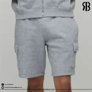 Pantalones Cortos Cargo de Algodón Gris para Hombre Rubabull, Cintura Elástica de Altura Media, Casuales con Bolsillos, Transpirables, Unisex - Product Image 4