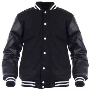 Chaqueta Varsity de Béisbol Personalizada con Logotipo, de Piel de Oveja Revestida, Impermeable, Cortavientos, Transpirable, con Cuello Redondo y Puños Acanalados para Hombre - Product Image 3