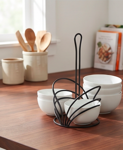Distributeur de papier essuie-tout en fil de fer noir durable avec revêtement en poudre, idéal pour la cuisine, le bureau et l'accueil des invités - Product Image 4