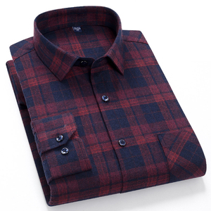Chemise en flanelle à carreaux pour homme, manches longues, col rabattu, décontractée, pour le printemps, anti-rides, séchage rapide, écologique, 100% coton tissé - Product Image 1