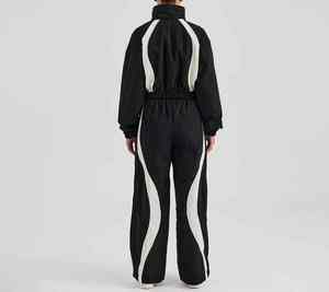 Ensemble de survêtement en nylon à panneaux contrastés de haute qualité, personnalisé OEM, pour femmes, 2 pièces, coupe-vent pour femmes - Product Image 2