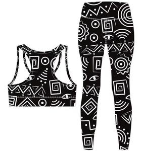 Conjunto de Yoga Personalizado al por Mayor para Mujer, 2 Piezas, Sujetador Deportivo, Leggings de Cintura Alta, Ropa Deportiva Estampada para Gimnasio, Traje a Juego para Entrenamiento, OEM - Product Image 2