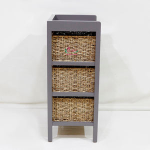 Estante de cesta de algas marinas redondo de tres niveles con marco de madera ecológico para almacenamiento y decoración naturales del hogar - Product Image 4