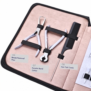 Kit d'outils avancés pour extensions capillaires : Pince à sertir micro-anneaux, Pince à retirer les nano-anneaux, Pince à sceller les bandes, Coupe-fil de fusion, Peigne, Pinces - Product Image 4