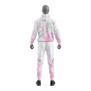 Conjunto Deportivo Unisex LUUK con Capucha, Cierre Frontal Completo, Estampado Rosa, Azul y Blanco, Transpirable, Informal, para Primavera - Product Image 2