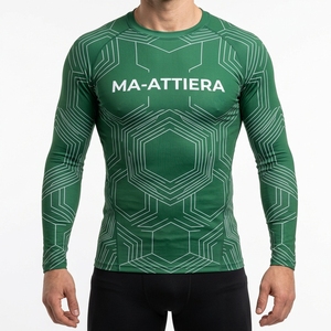 <b>Men</b> Compression Shirt Long Sleeve Geometric Printed Gym Workout Fitness Running Sportswear Performance Athletic <b>Base</b> <b>Layer</b> Top - Product Image 1