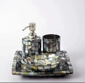 ชุดจัดระเบียบห้องน้ำไม้สี่ชิ้นที่ทันสมัยหรูหราพร้อมฝังมุกแม่สำหรับบ้านโรงแรมร้านอาหารอุปกรณ์ห้องน้ำ - Product Image 4