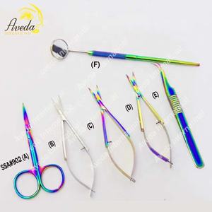 Haute qualité en acier inoxydable arc-en-ciel couleur cils Micro ciseaux pointe pointue cosmétique maquillage ciseaux - Product Image 1