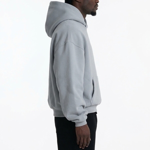Wholesale High Quality <b>Men</b> Oversized Hooded Sweatshirt Solid Color <b>Fleece</b> Breathable Winter Wear Regular Fit Knitted Pocket - Product Image 2