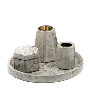 Luxury Mother of Pearl Mubkhar Set Wholesale Handmade Inlay MOP <b>Oud</b> Incense Burner with Tray Arabic Home Decor Burners Mubkhar - Product Image 1