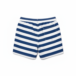 Premium Blue and White Thick Striped Swim <b>Trunks</b> - Quick-Dry Designer Beachwear - Product Image 2