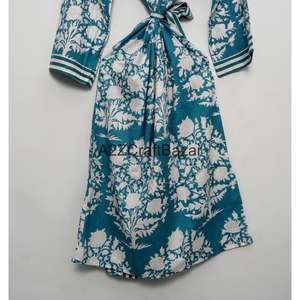 Design Stylish Fashionable Soft Casual Floral Pattern Colorful Cotton <b>Kimono</b> Robe Adjustable <b>Belt</b> Front V-neck Summer - Product Image 6