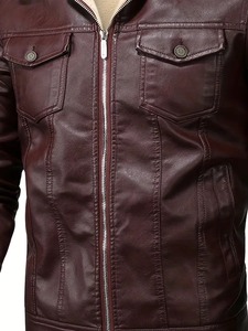 Veste en cuir de qualité supérieure avec poignets en fausse fourrure douce et style moderne pour l'hiver - Product Image 6