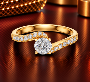 แหวนเพชรทรงกลมเพาะเลี้ยงในห้องปฏิบัติการ ทอง 14K 18K แบบโซลิแทร์ ประดับเพชรแบบพาเว่ 0.85 กะรัต DEF VVS เครื่องประดับชั้นดีสำหรับผู้หญิง แหวนเจ้าสาว ODM - Product Image 1