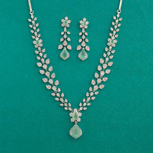 Artificial Jewellery Exporter in India American Diamond Classic Necklace With Rhodium Plating 444027 - Product Image 2