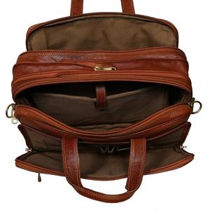 Sac à main pour ordinateur portable en cuir véritable marron pour homme, sacoche de travail multi-compartiments, sac messager de bureau, haute qualité, léger - Product Image 4