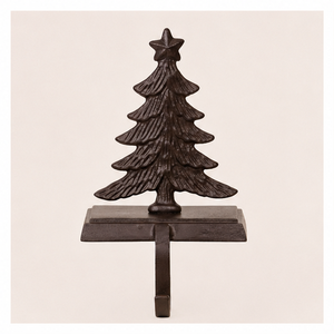 High Quality Antique Brown Cast Iron Christmas Tree <b>Stocking</b> <b>Holder</b> For Fireplace Mantel Heavy Duty 3D Weighted Metal <b>Stocking</b> - Product Image 3