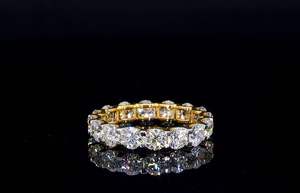 4ct Lab Grown Diamond Engagement Eternity Band 14K Yellow Gold Brilliant Cut Full <b>Circle</b> Wedding <b>Ring</b> Shared Prong IGI Certified - Product Image 2