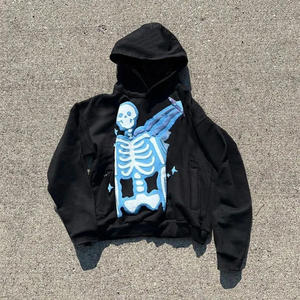 Sudadera con Capucha Personalizada para Hombre, con Borde Cortado, Estampado 3D de Calavera, Logotipo, Estilo Urbano, Unisex, 100% Algodón - Product Image 2
