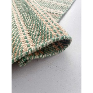 Striped Jute Area Rug Rectangle Flat Weave Modern Reversible Home Dining Room Green Beige - Product Image 2