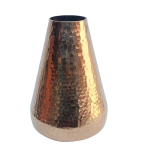 Modern Handcrafted Hammered Metal <b>Vase</b> <b>Unique</b> Textured Geometric Decorative Vessel Minimalist Tabletop for Home Decor - Product Image 1