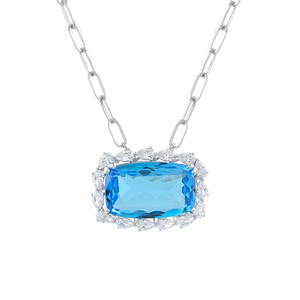 Colgante de Topacio Azul y Circonita en Plata de Ley 92.5 KLSP-50587 - Product Image 1