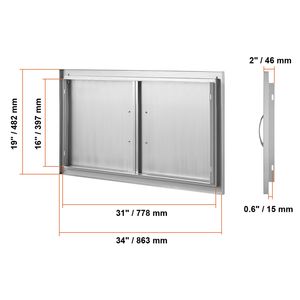 Puerta Doble para Cocina Exterior de 34W x 19H Pulgadas, de Acero Inoxidable, Empotrada, para Acceso a Barbacoa, con Manijas Verticales de Pared - Product Image 4