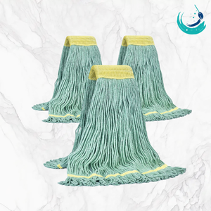 KSR High Quality Cotton Green Yarn Kentucky Mop Heads 5" Yellow Top Mesh Band Self Wringer Reusable Durable Floor Cleaning - Product Image 5