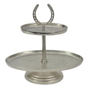 Support à gâteau décoratif ovale à 2 niveaux, style fer à cheval, portable, compatible lave-vaisselle, en métal, pour événements - Product Image 6