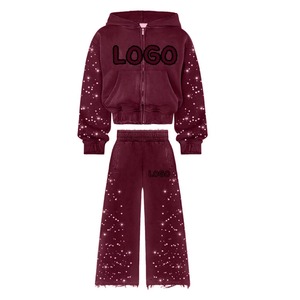 Ensemble de survêtement personnalisé pour homme avec strass, sweat à capuche et pantalon de survêtement assorti, haute qualité, style streetwear, vente en gros - Product Image 4