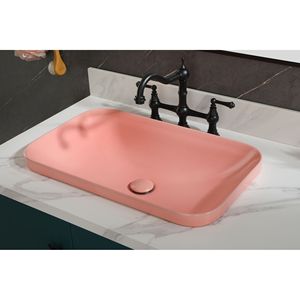 อ่างล้างมือในห้องน้ำทำจากวัสดุเซรามิกทรงรีขอบตัวเองทำจากเซรามิกทนทาน - Product Image 5