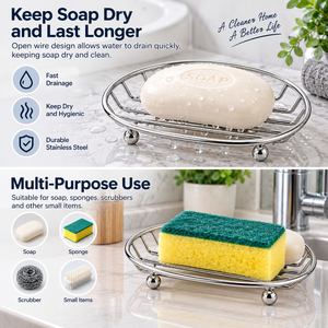 Escurridor de metal para baño, bandeja ovalada de alambre para lavabo, soporte para jabón - Product Image 2